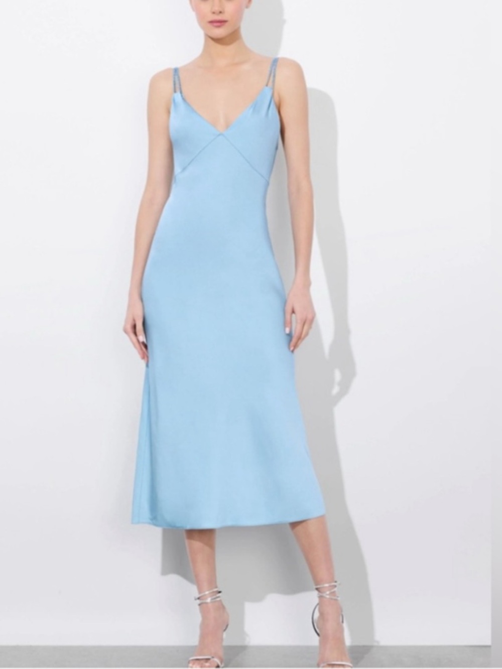 Alice + Olivia Kiro Satin-crepe Midi Dress In Blue